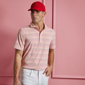 NWT G/FORE G4 Golf Men's Multi Stripe Tech Pique Polo Golf Shirt- AMOUR- Size XL